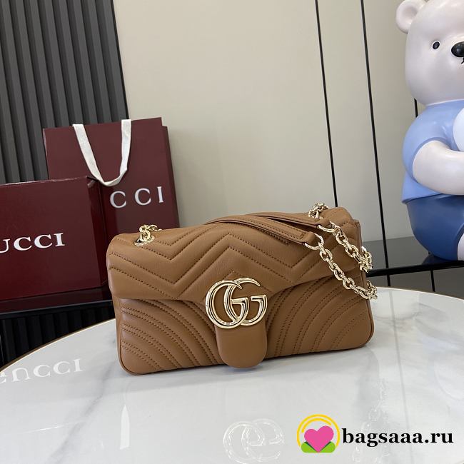 Bagsaaa Gucci GG Marmont medium shoulder bag 837267 brown - 26cm - 1