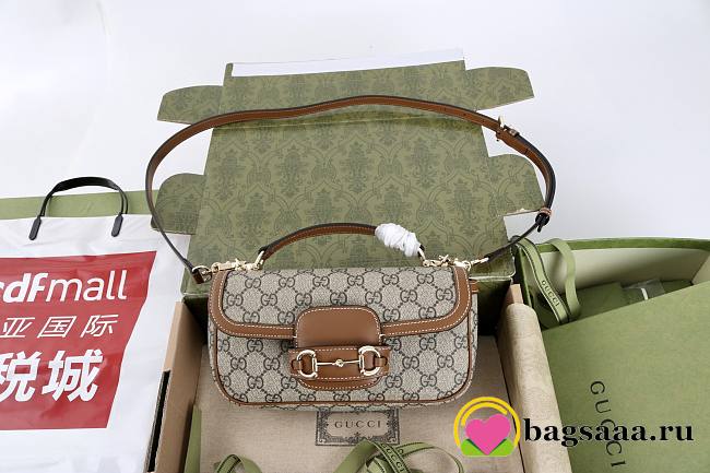 Bagsaaa Gucci Horsebit 1955 small top handle bag 815206 Brown & Beige - 22cm - 1
