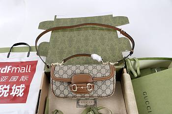 Bagsaaa Gucci Horsebit 1955 small top handle bag 815206 Brown & Beige - 22cm