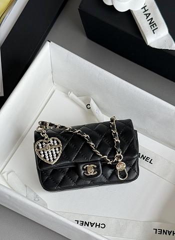 Bagsaaa Chanel Classic Mini Bag with hook AP4760 Black - 8 x 12.5 x 5cm