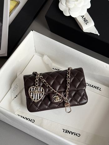 Bagsaaa Chanel Classic Mini Bag with hook AP4760 Dark Brown - 8 x 12.5 x 5cm