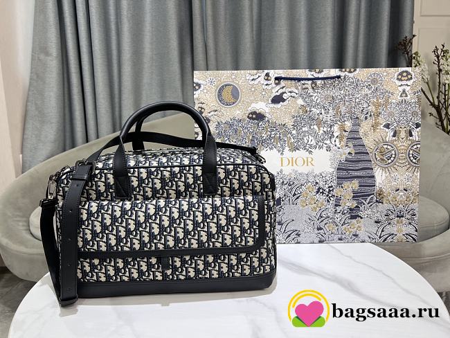 Bagsaaa Dior Hit the Road Pet Carrier Bag Beige and Black Dior Oblique Jacquard and Black Smooth Calfskin - 40cm - 1
