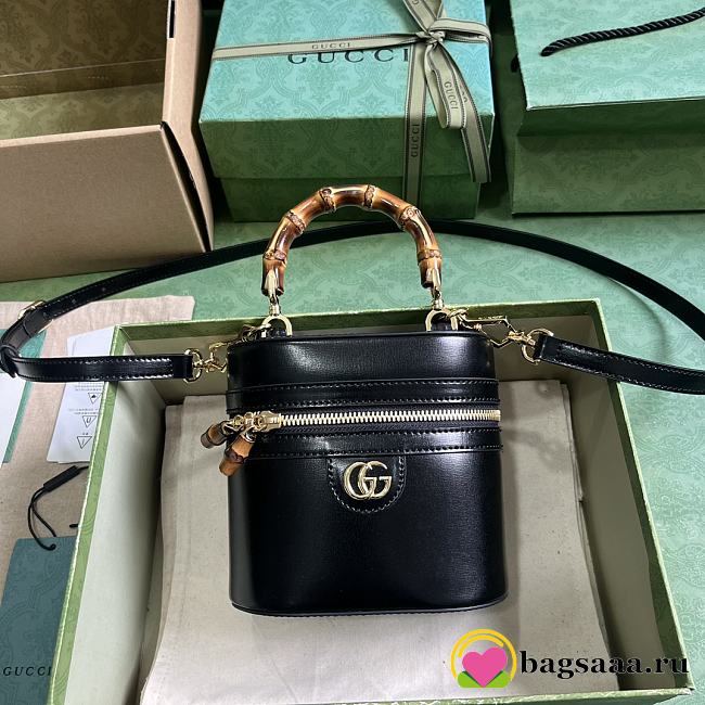 Bagsaaa Gucci Mini vanity bag with bamboo handle 760200 black - 15.5cm - 1