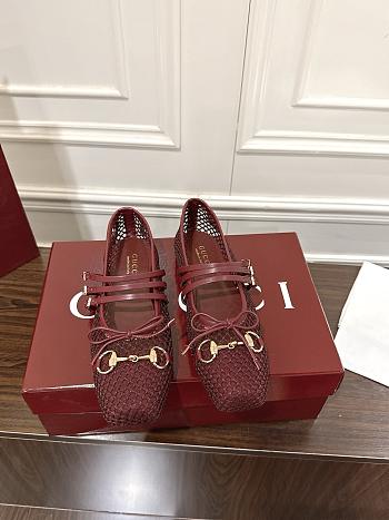 Bagsaaa Women's Gucci Horsebit ballet flat 835077 dark red