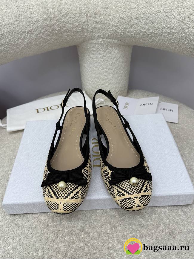Bagsaaa Dior Ballet Slingback Pump Natural and Black Cannage Raffia 3cm - 1