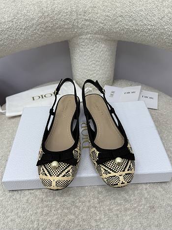 Bagsaaa Dior Ballet Slingback Pump Natural and Black Cannage Raffia 3cm
