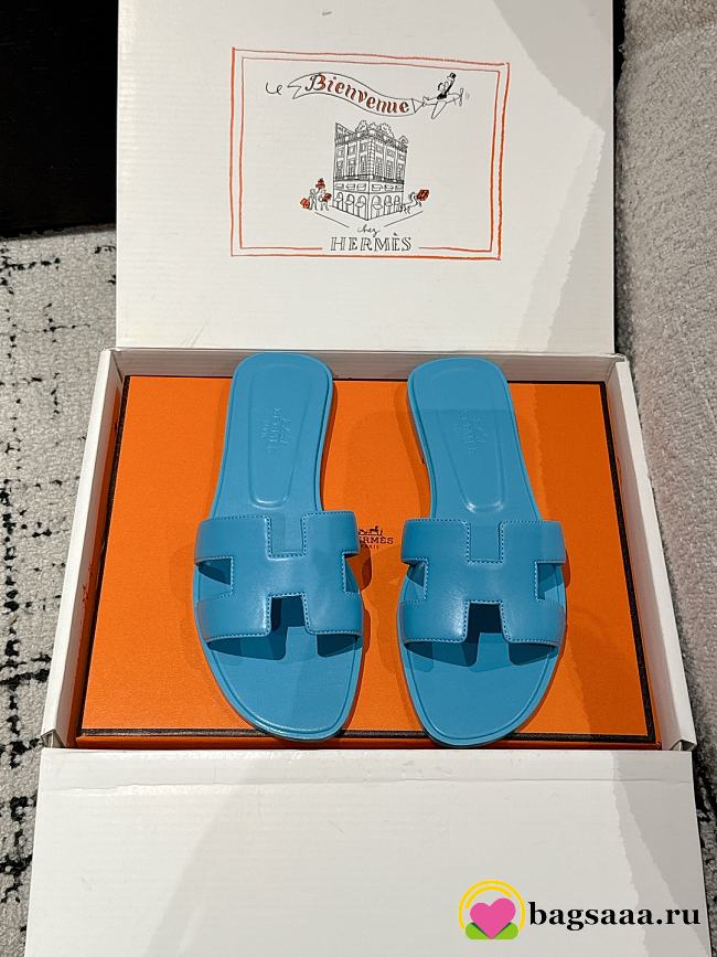 Bagsaaa Hermes Oran Slippers Blue - 1