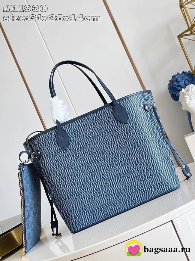 Bagsaaa LV M14856 Neverfull MM Denim Blue - 31cm - 1
