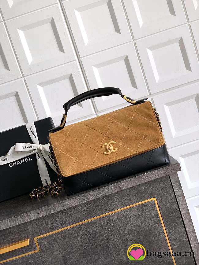 Bagsaaa Chanel Large Flap Bag With Top Handle AS5637 Beige & Black - 29cm - 1