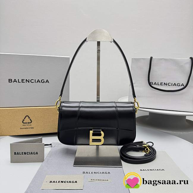 Bagsaaa Balenciaga Hourglass Sling Bag Small in black shiny box calfskin - 23cm - 1