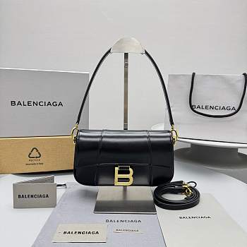 Bagsaaa Balenciaga Hourglass Sling Bag Small in black shiny box calfskin - 23cm