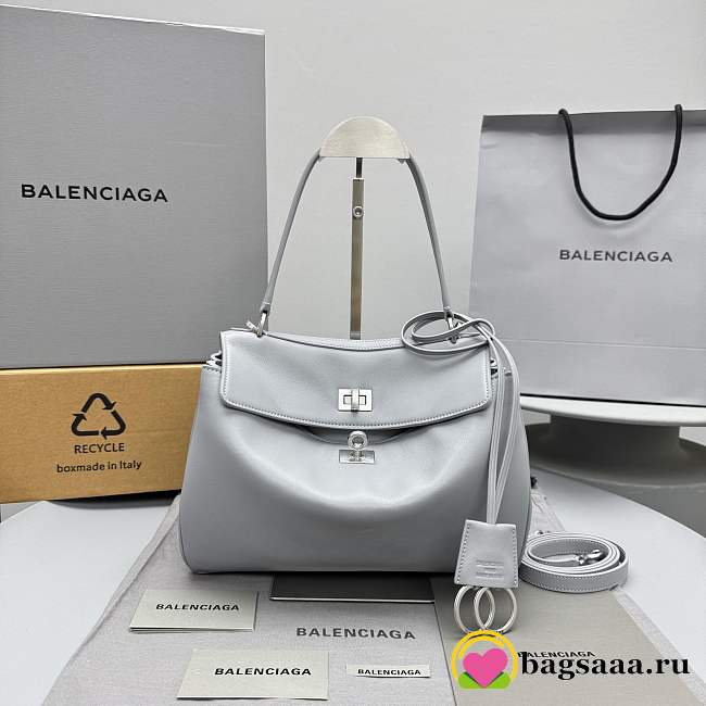 Bagsaaa Balenciaga Rodeo Handbag Small in gray smooth calfskin - 27cm - 1