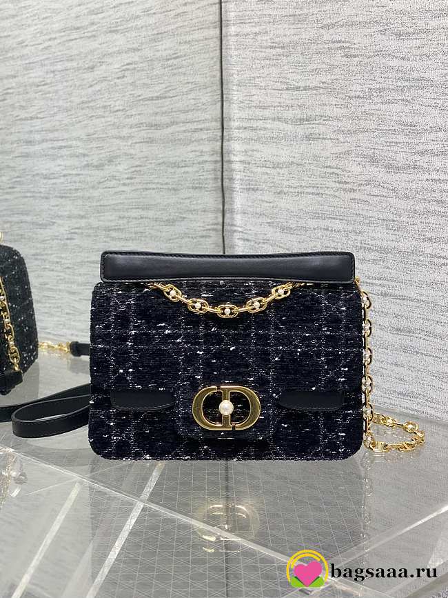 Bagsaaa Small Dior Jolie Top Handle Bag Black Tweed - 22cm - 1