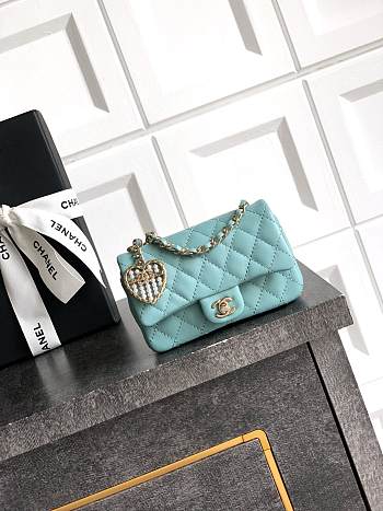 Bagsaaa Chanel Classic Mini Bag with hook AP4760 Blue - 8 x 12.5 x 5cm