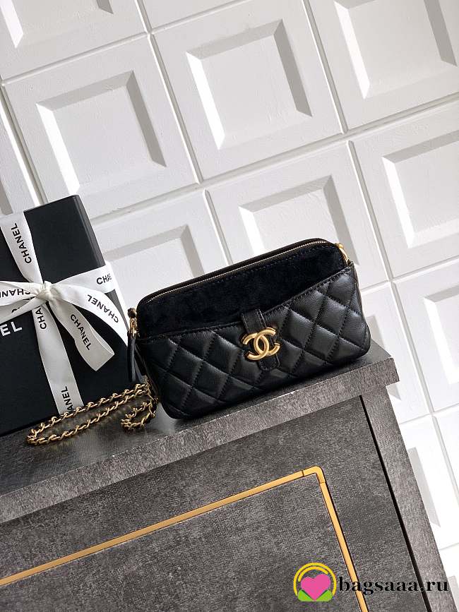 Bagsaaa Chanel Zipped Phone Holder with Chain AP4743 Black - 18cm - 1