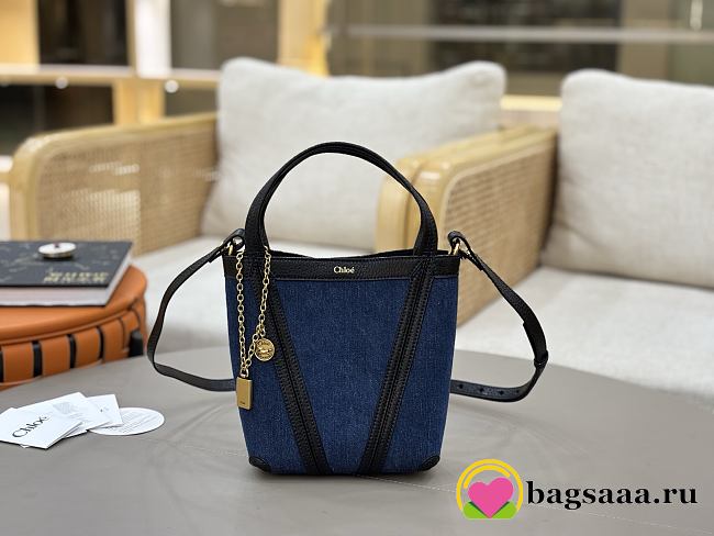 Bagsaaa Small Chloé Spin tote bag in denim - 19 cm - 1