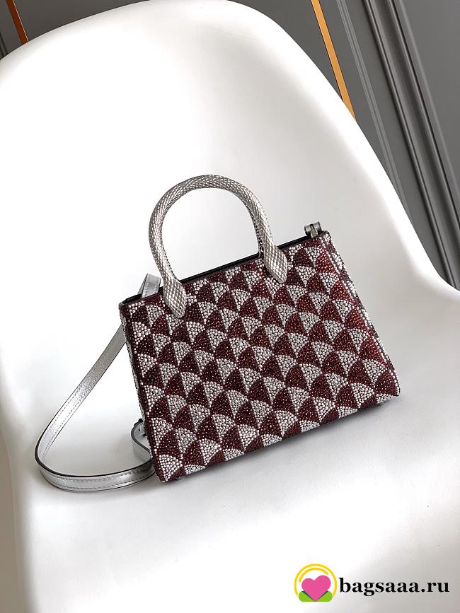 Bagsaaa Bvlgari Serpentine Duo Top Handle midnight plum and silver Calla Crystals - 21.5cm - 1