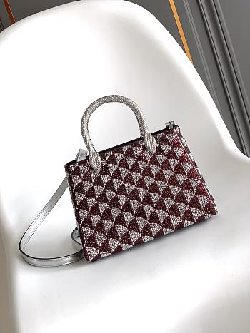 Bagsaaa Bvlgari Serpentine Duo Top Handle midnight plum and silver Calla Crystals - 21.5cm
