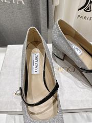 Bagsaaa Jimmy Choo Elisa 45 Silver Glitter and Patent Pumps - 2