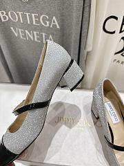 Bagsaaa Jimmy Choo Elisa 45 Silver Glitter and Patent Pumps - 3