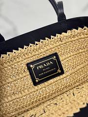 Bagsaaa Prada Small crochet and leather tote bag 1BG500 Tan/Black - 26cm - 3