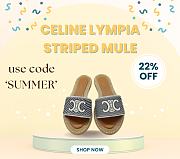 Bagsaaa Celine Lympia Mule In Striped Textile With Triomphe Blue - 1