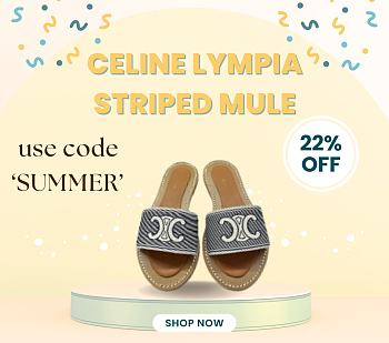 Bagsaaa Celine Lympia Mule In Striped Textile With Triomphe Blue