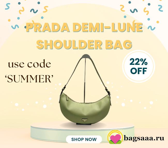 Bagsaaa Prada Demi-lune large leather shoulder bag 1BC255 green - 42cm - 1
