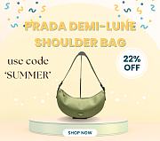 Bagsaaa Prada Demi-lune large leather shoulder bag 1BC255 green - 42cm - 1