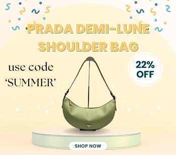 Bagsaaa Prada Demi-lune large leather shoulder bag 1BC255 green - 42cm
