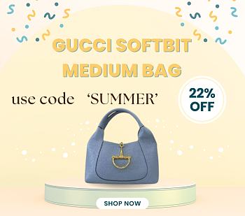 Bagsaaa Gucci Softbit medium top handle bag 837467 light blue - 27.5cm