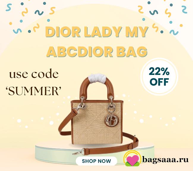 Bagsaaa Dior Small Lady Dior My ABCDior Bag Natural Cannage Raffia - 20cm - 1