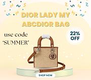 Bagsaaa Dior Small Lady Dior My ABCDior Bag Natural Cannage Raffia - 20cm - 1