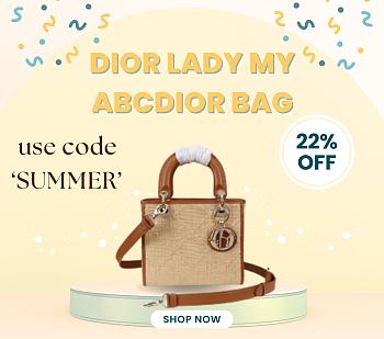 Bagsaaa Dior Small Lady Dior My ABCDior Bag Natural Cannage Raffia - 20cm