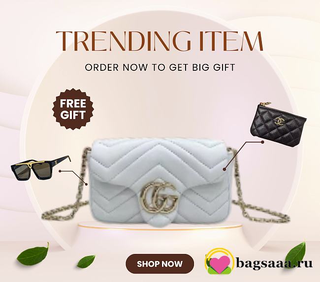 Bagsaaa Gucci GG Marmont mini shoulder bag 841290 white - 17cm - 1