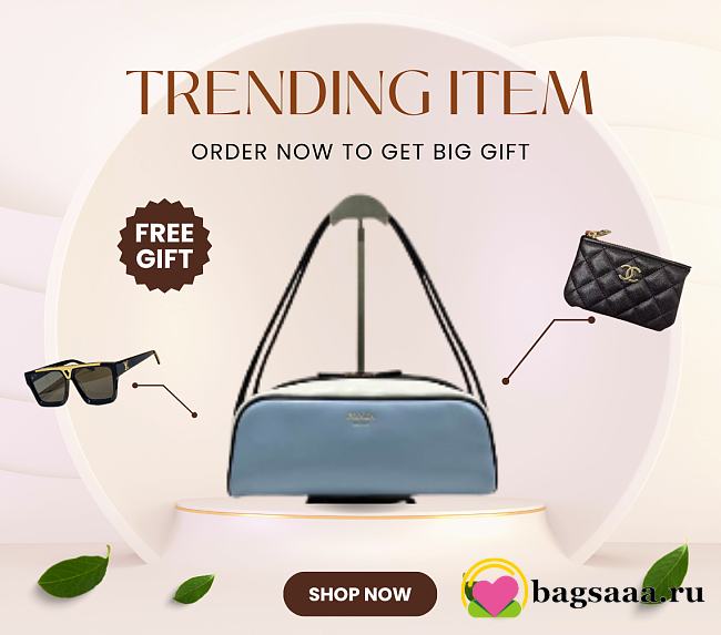 Bagsaaa Prada Swing smooth leather shoulder bag 1BC249 blue - 28cm - 1