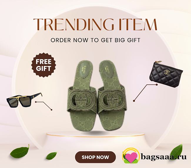 Bagsaaa Gucci Women's Interlocking G slide sandal 790447 green - 1