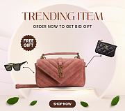 Bagsaaa YSL College mini chain bag in pink sude 779430 - 20 x 13 x 3 CM - 1