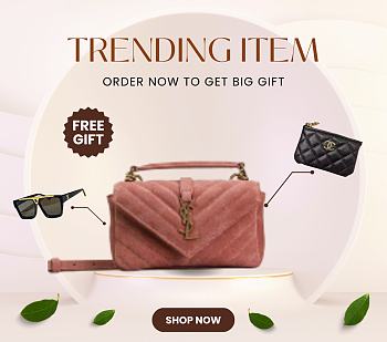 Bagsaaa YSL College mini chain bag in pink sude 779430 - 20 x 13 x 3 CM