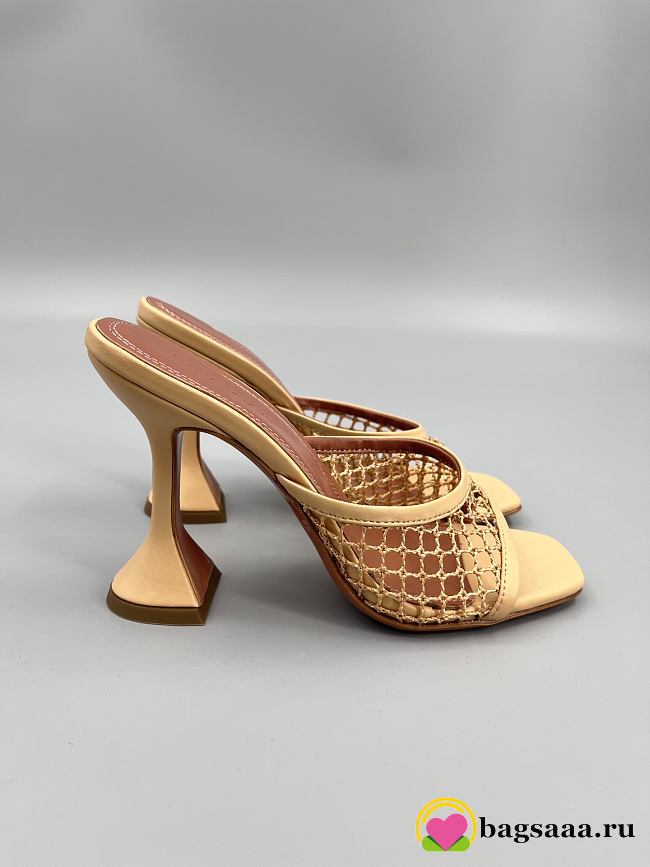 Bagsaaa Amina Muaddi Lupita Net Slipper Beige 95mm - 1