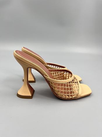 Bagsaaa Amina Muaddi Lupita Net Slipper Beige 95mm