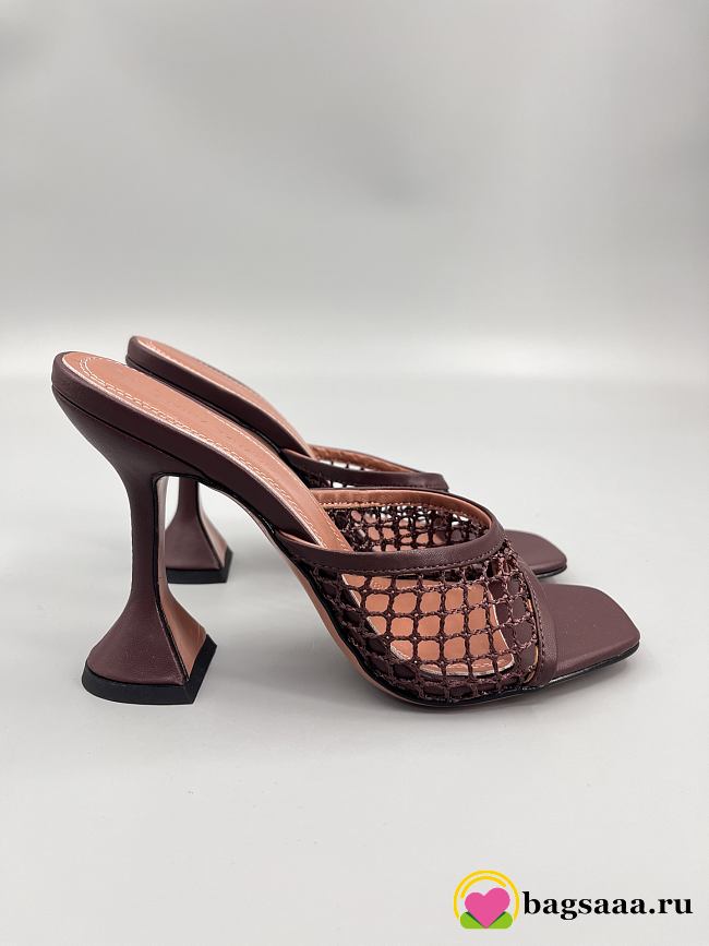 Bagsaaa Amina Muaddi Lupita Net Slipper Dark Brown 95mm - 1