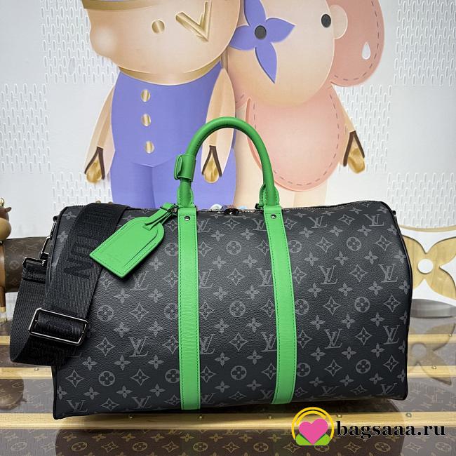 Bagsaaa LV M26434 Keepall Bandoulière 50 Black & Green - 50cm - 1