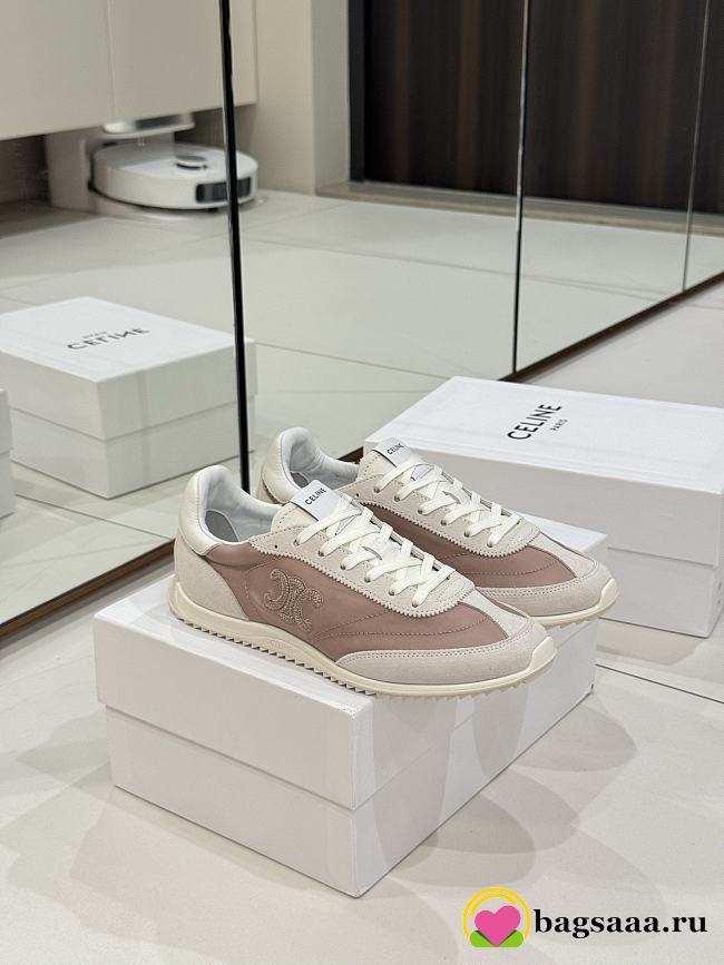 Bagsaaa Celine Racer Low Top Sneaker In Nylon, Suede Calfskin And Calfskin Pink - 1