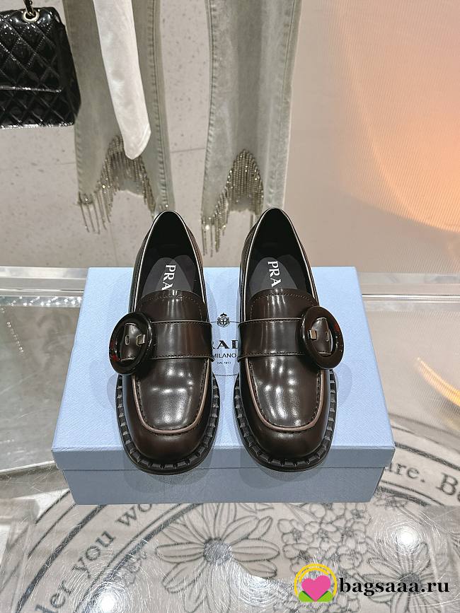 Bagsaaa Prada Brushed leather loafers 1D979N dark brown - 1