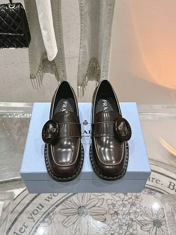 Bagsaaa Prada Brushed leather loafers 1D979N dark brown