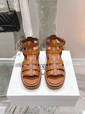 Bagsaaa Prada Leather sandals with ankle straps 1X924N brown