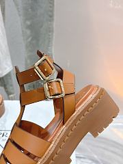 Bagsaaa Prada Leather sandals with ankle straps 1X924N brown - 4