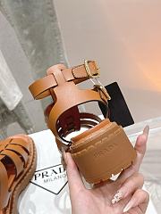 Bagsaaa Prada Leather sandals with ankle straps 1X924N brown - 2