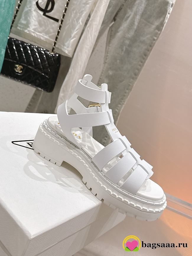 Bagsaaa Prada Leather sandals with ankle straps 1X924N white - 1